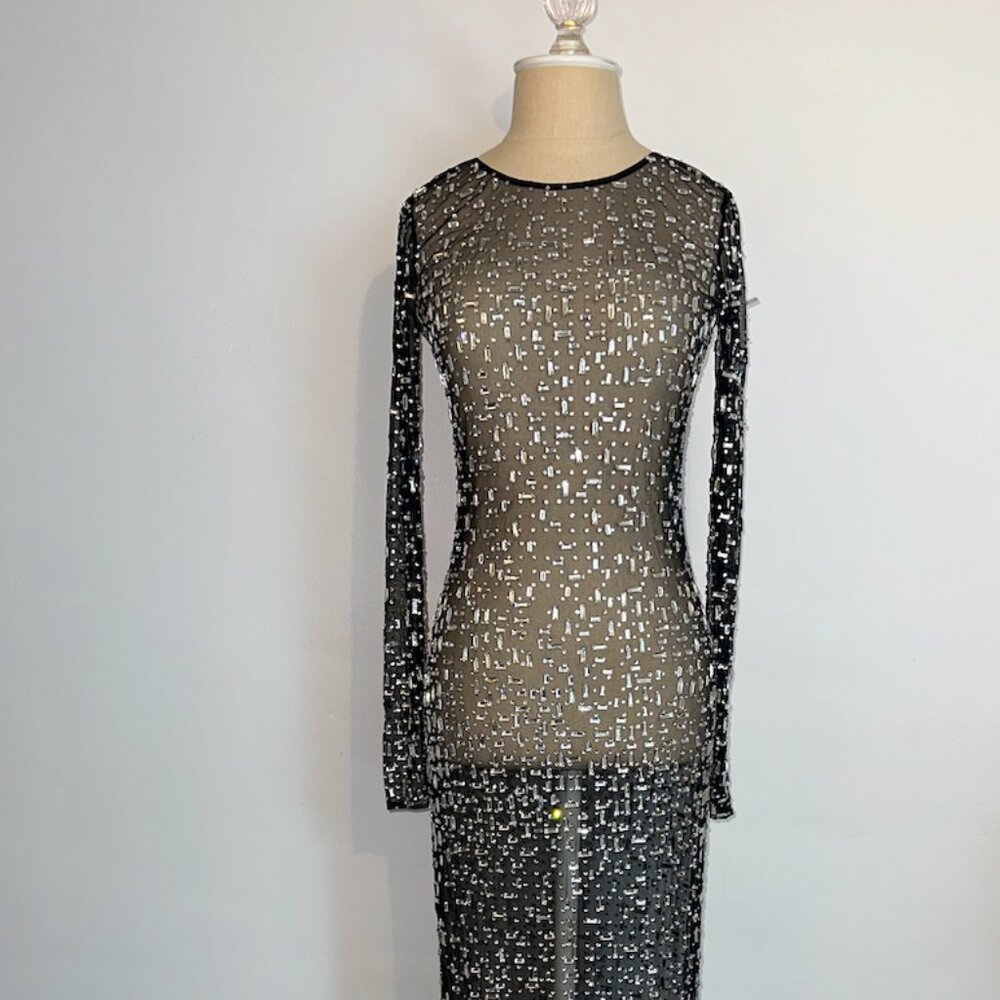 Retrofete Vinci Crystal Maxi Dress in Black size S